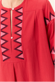 Robe RUDO rouge brodée Leon & Harper