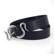 Ceinture la Crush serpent en cuir noir Herbert Frère Soeur
