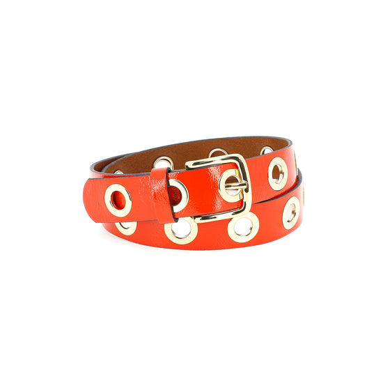 Ceinture La grande Keller à œillets orange Herbert Frère Soeur