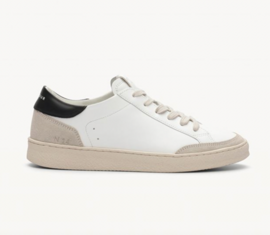 Basket numéro n°14 en cuir blanc noir Rivecour