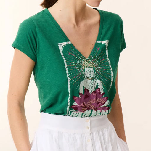 Tee-shirt Tonton Yoga Vert Leon & Harper