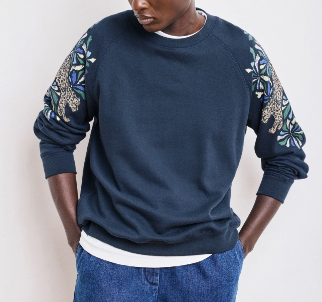 Sweat marine panthère Téopard Hartford