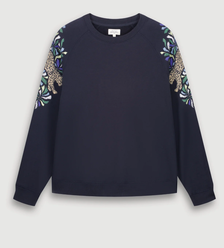 Sweat marine panthère Téopard Hartford