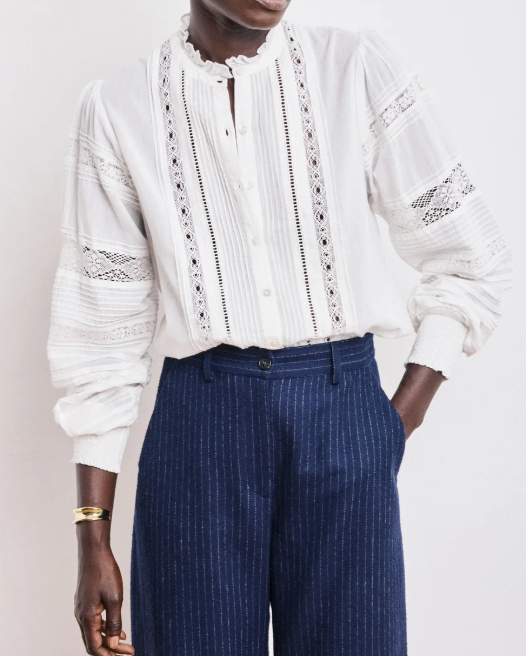 Chemise brodée en voile de coton Chris Harford