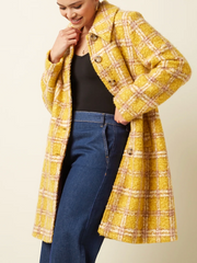 Manteau Anais à carreaux jaune King Louie