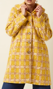 Manteau Anais à carreaux jaune King Louie