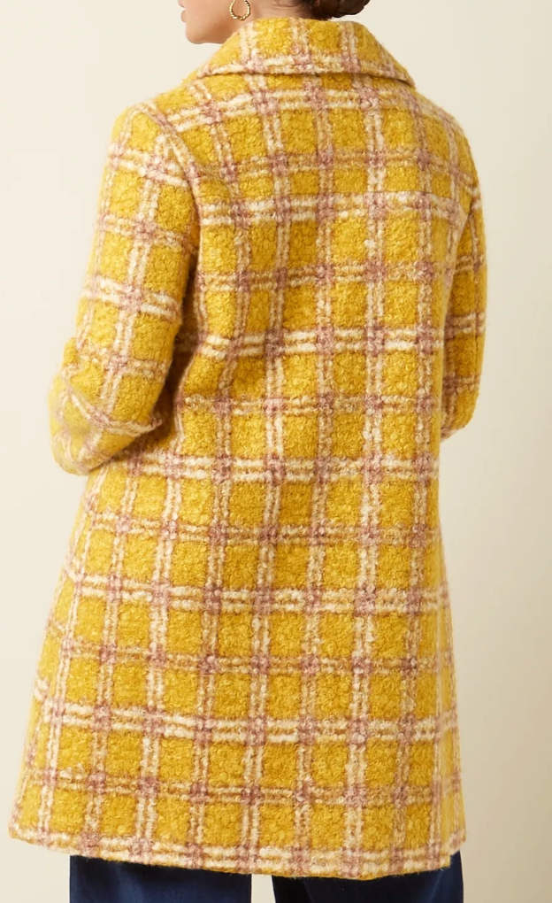 Manteau Anais à carreaux jaune King Louie