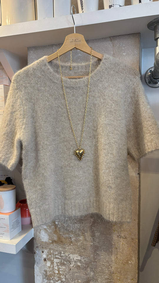 Maille manches courtes beige Sajeanne Samsoe